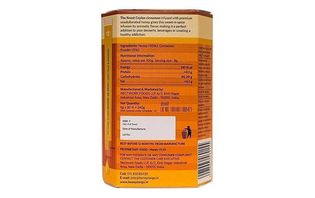 Honey Twigs Cinnamon Infused Honey Without The Mess   Jar  240 grams